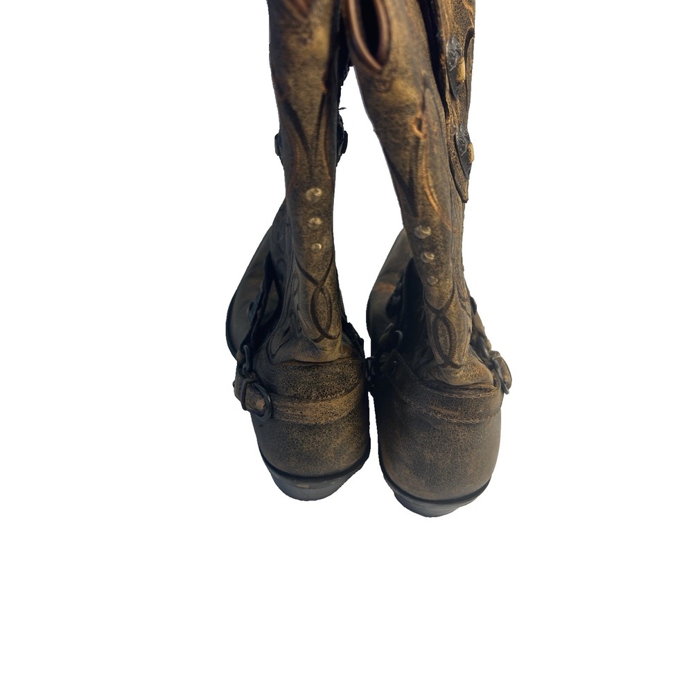 Durango Crush Heart Concho Western Cowgirl Rodeo Country Boots Women 9M Distress - Picture 3 of 14